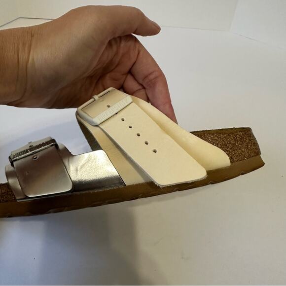 Birkenstock x Rick Owens Arizona Leather Slides Sandal EU 38 US 7 Milk / Silver - Picture 7 of 13